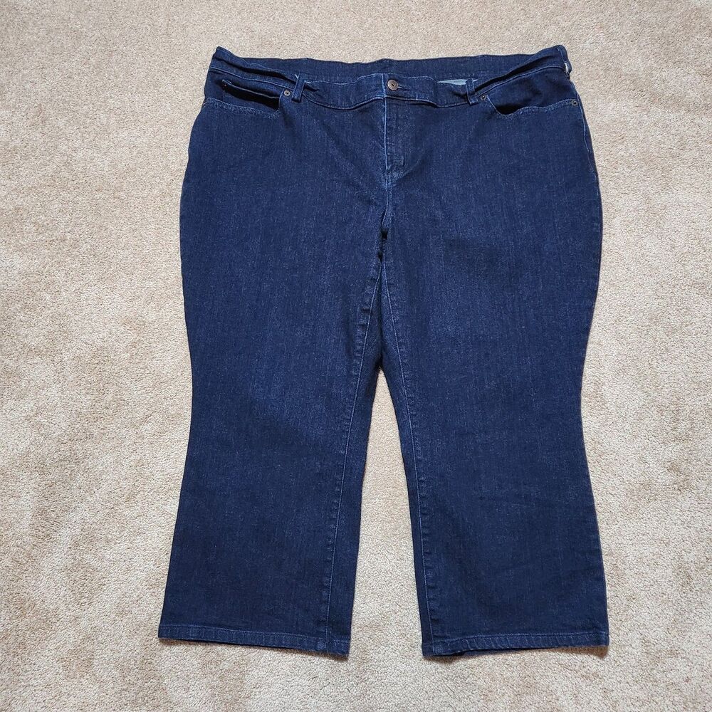 Duluth Trading Co Capri Jeans Women 24W Dark Wash High Rise